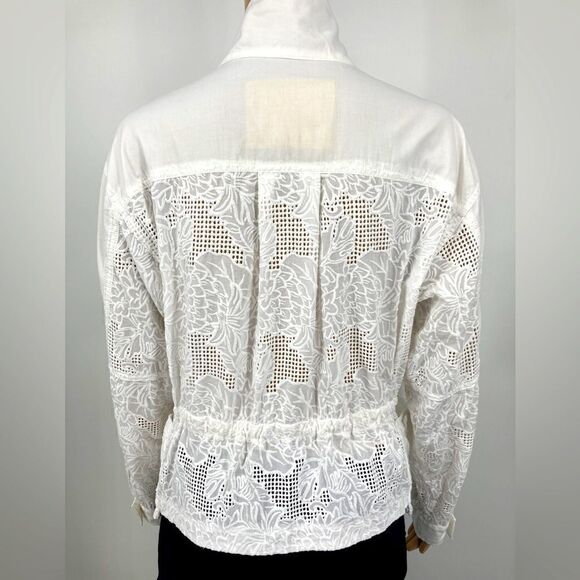 Anthropologie Eyelet Lace Anorak White Jacket Size S - Picture 2 of 9